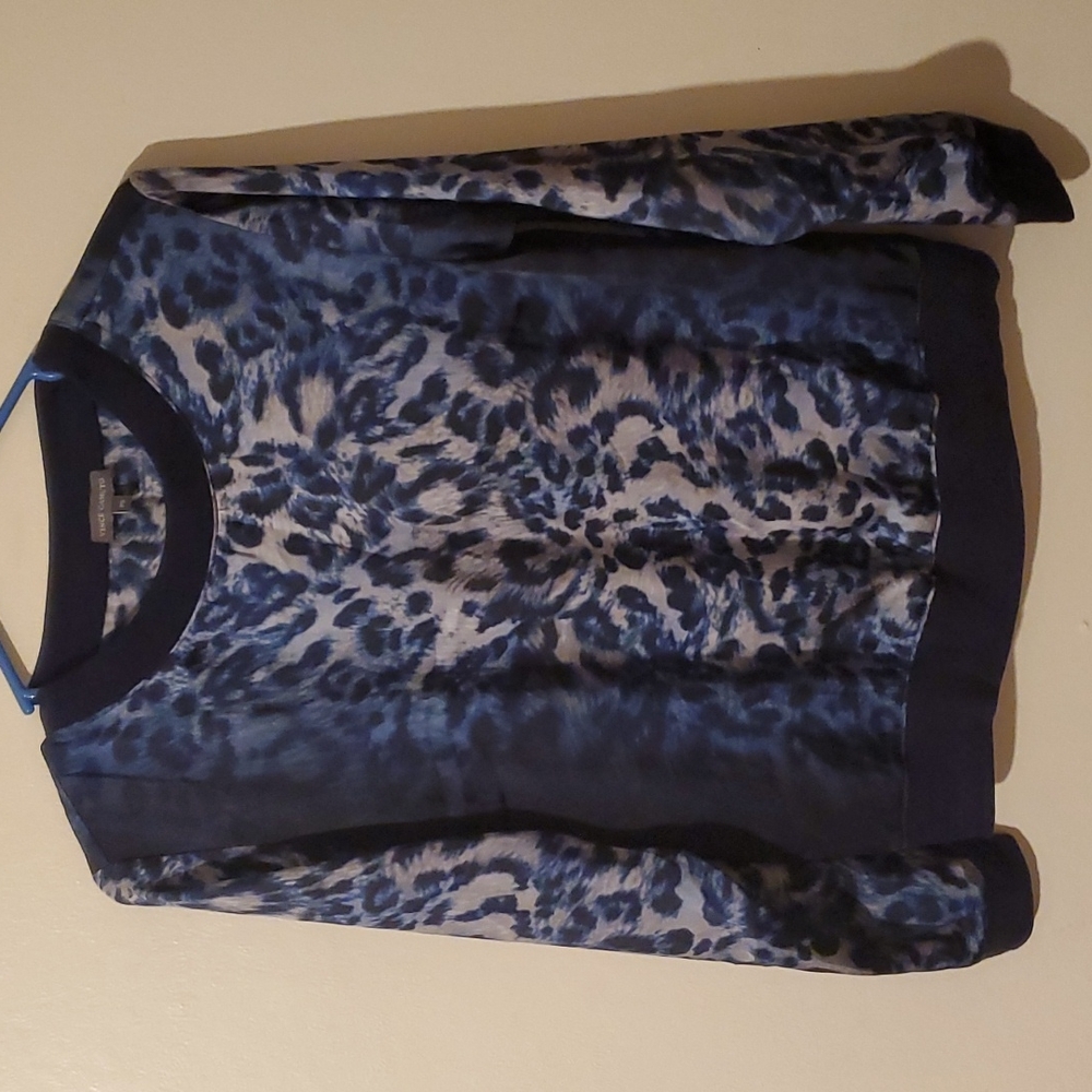 Blue Leopard Print Blouse